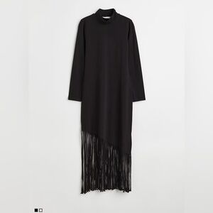 H&M Fitted, calf-length dress in soft cotton jersey. Mock turtleneck, long sleev
